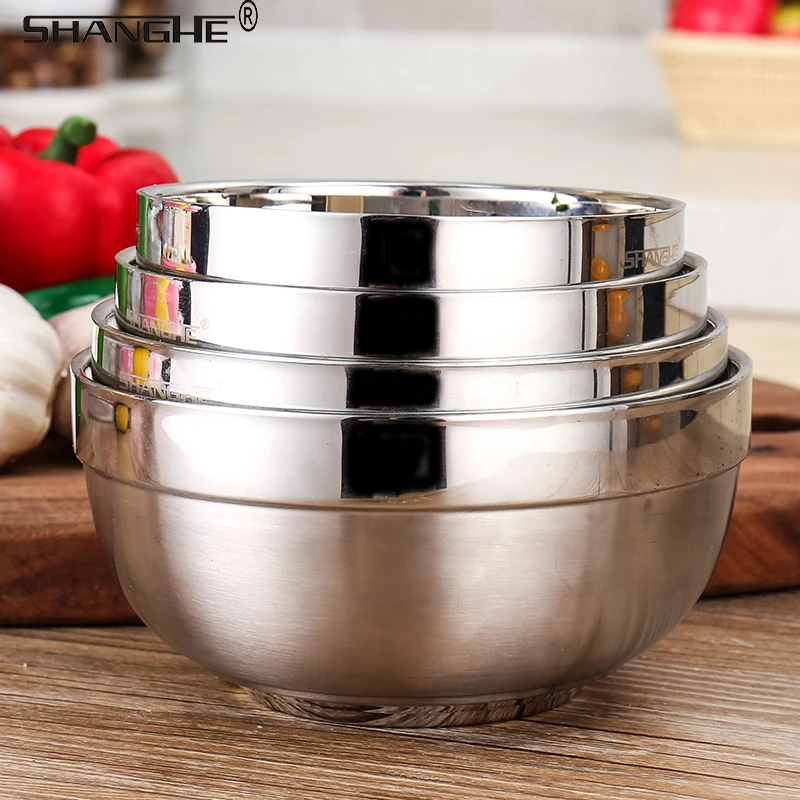 SHANGHE Kitchen 304 stainless steel bowl soup bowl Steamed Rice double
