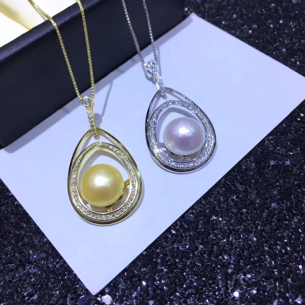 

YIKALAISI 925 sterling silver jewelry for women 100% natural 9-10mm freshwater pearl choker pendant 2018 new fashion Wholesale
