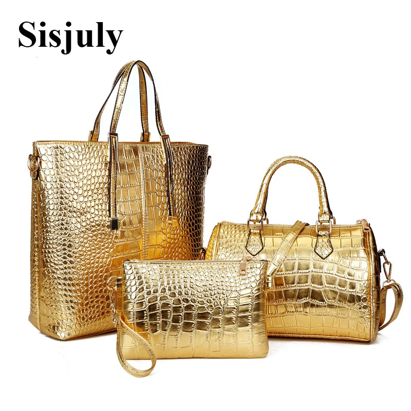 3Pcs Set Alligator Leather Women Shoulder Bag Handbag and Purse Ladies Business Luxury Large Tote Bag Women Boston Messenger Bag