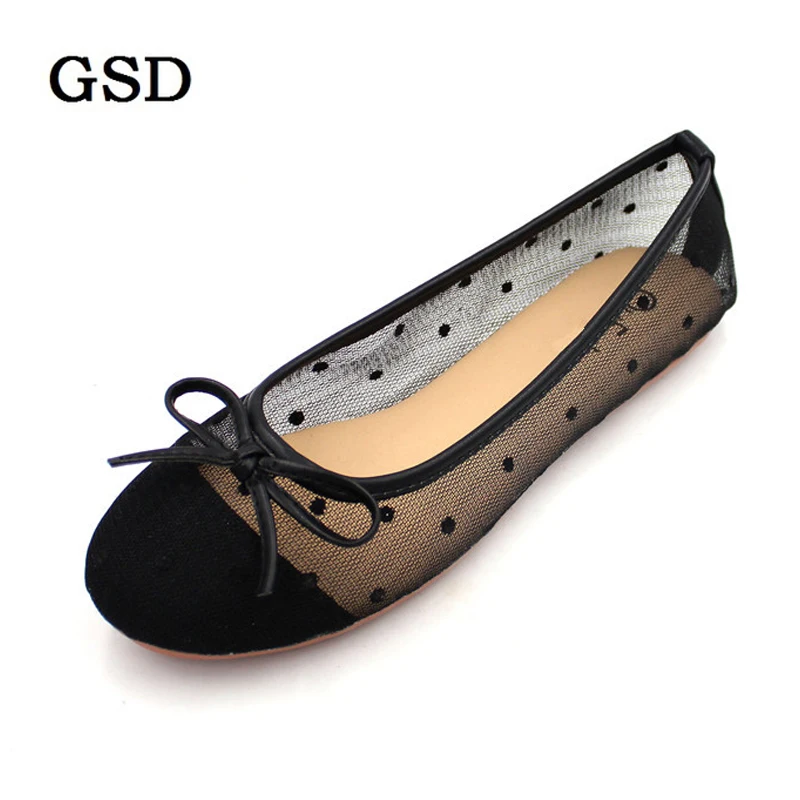 

New Summer Casual Shoes Woman Slip-On Breathable Flats Fashion Women's shoes Lady Polka Dot Mesh Ballet Flats Zapatillas Mujer
