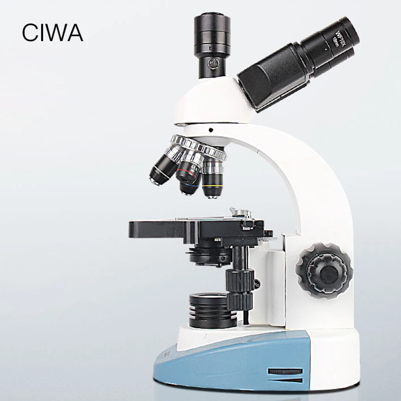 CIWA Профессиональный биологический 40X-1600X микроскоп бинокулярный бинокль HD научный эксперимент светодиодный монокулярный микроскоп