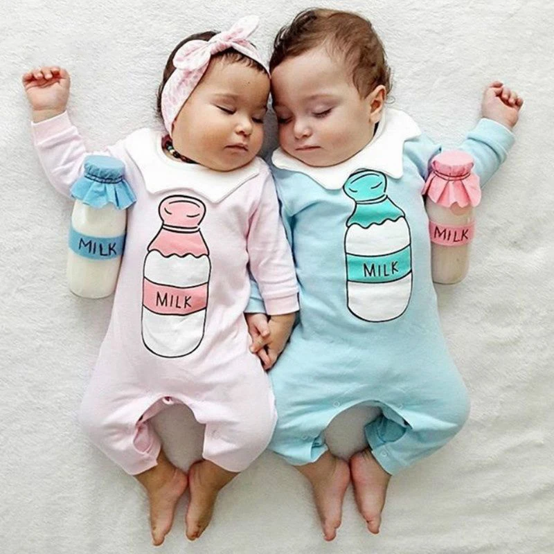 

Baby Clothes Cotton Long-Sleeve Spring Autumn Baby Romper Soft Infant Clothing Toddler Boy Girl Bottle Pattern Jumpsuit