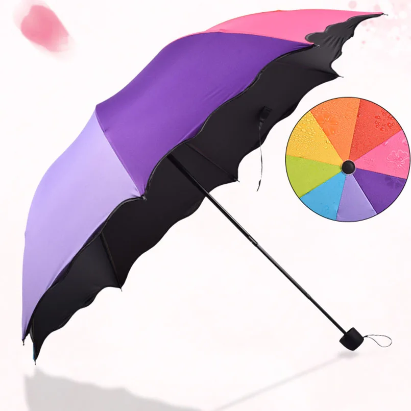 Простые Модные женские зонты, ветрозащитный солнцезащитный крем, волшебный цветочный купол, ультрафиолетовая Защита от солнца, дождя, складной зонтик для женщин