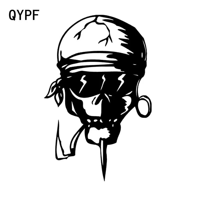 

QYPF 11.9CM*18.4CM Interesting Skull Decoration Car Stickers Black/Silver Vinyl S9-2090