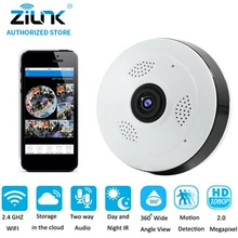 ZILNK 2MP 1080P Full HD Fisheye 360 Degree Panoramic P2P IP Camera Two Way Audio Home Security CCTV VR Cam Support TF Card White