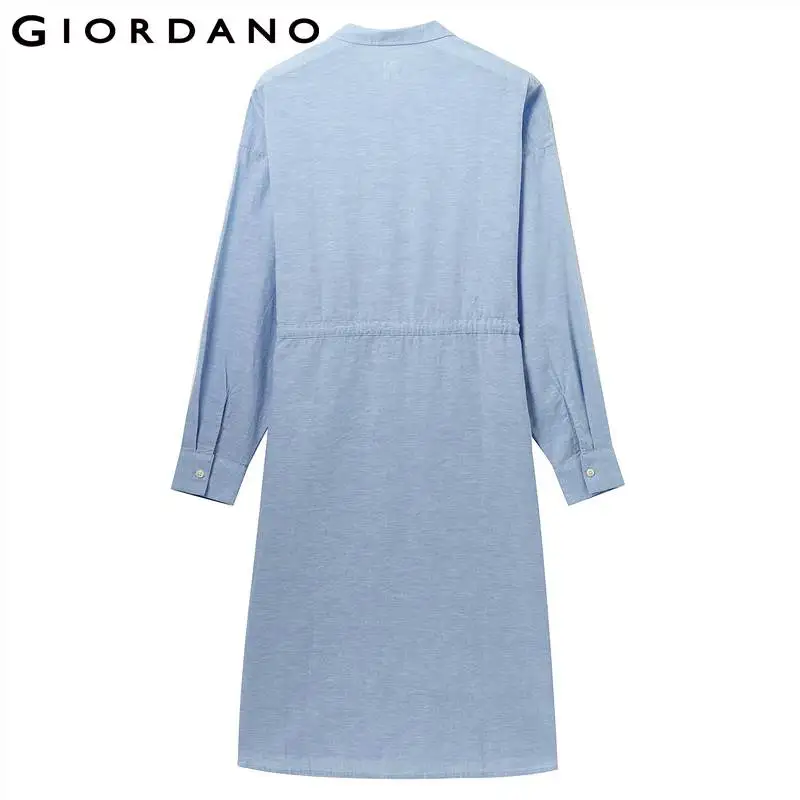 Giordano женское платье рубашка льняное хлопковое из натуральной ткани