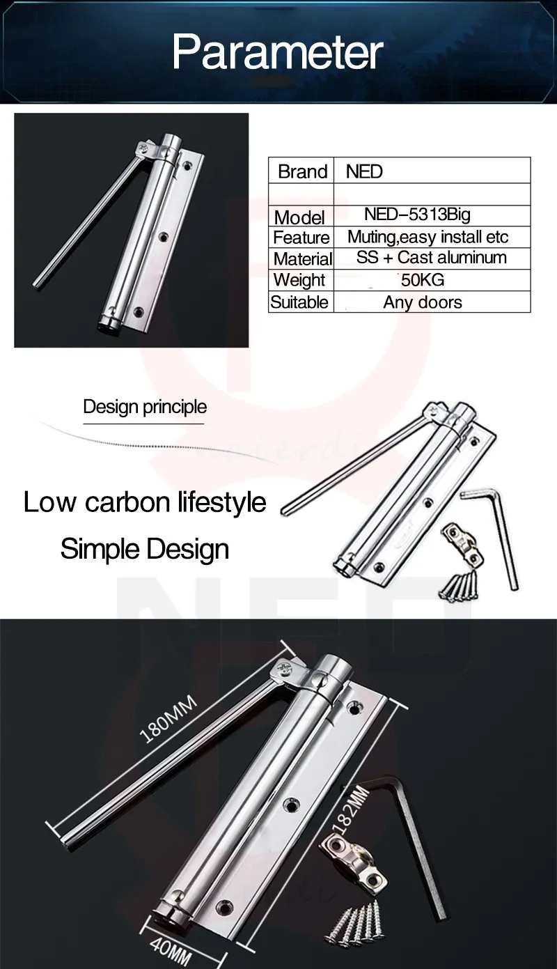 NAIERDI Регулируемый медведь 50 кг Алюминий устройство для закрывания дверей светильник противопожарные двери бытовой с автоматические двери Весна мебельная фурнитура