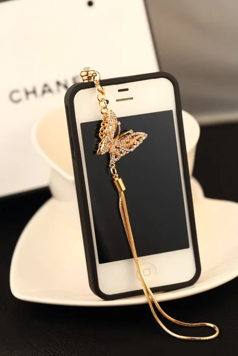 Горячая Распродажа Изысканная жемчужная Алмазная длинная цепь бабочка Пылезащитная заглушка для IPhone для samsung для Htc для Xiaomi для LG