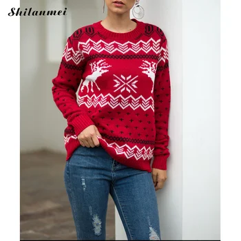 

Women Sweater Pullover Tops Coat 2019 Autumn Christmas Winter Warm Brief Sweaters Clothing Fashion Casual Slim Pullover Knitted