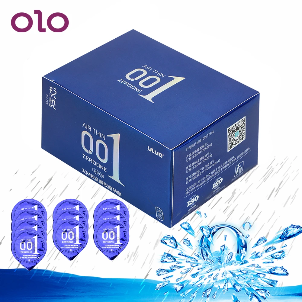 OLO 10 шт./коркорт. 0 01 ультратонкие презервативы с гиалуроновой кислотой ледяной