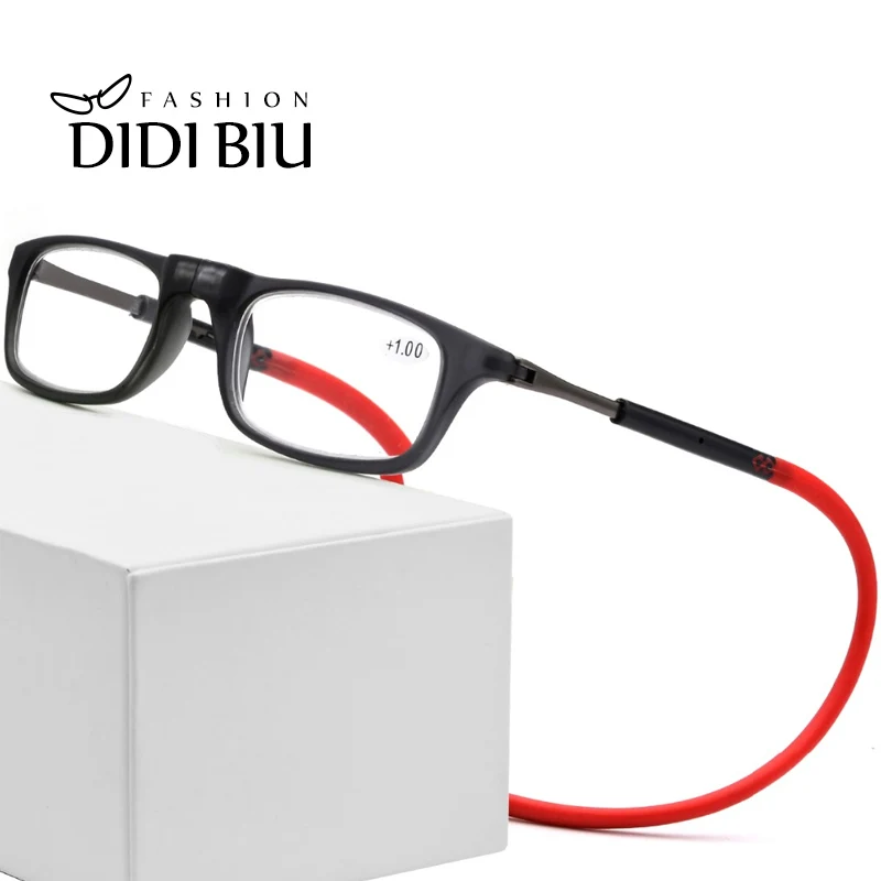 

Magnet Folding Reading Glasses TR90 Adjustable Hanging Neck Optical Glasses Diopter +100 To +400 Presbyopic Eyeglasses UL1107