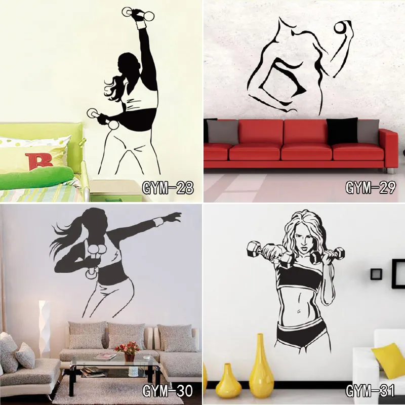 

GYM Wallpaper Boy or Girl Bedroom Fitness Gym Wall Decal Vinyl Wall Sticker Sport Home Mural Art Home Decor