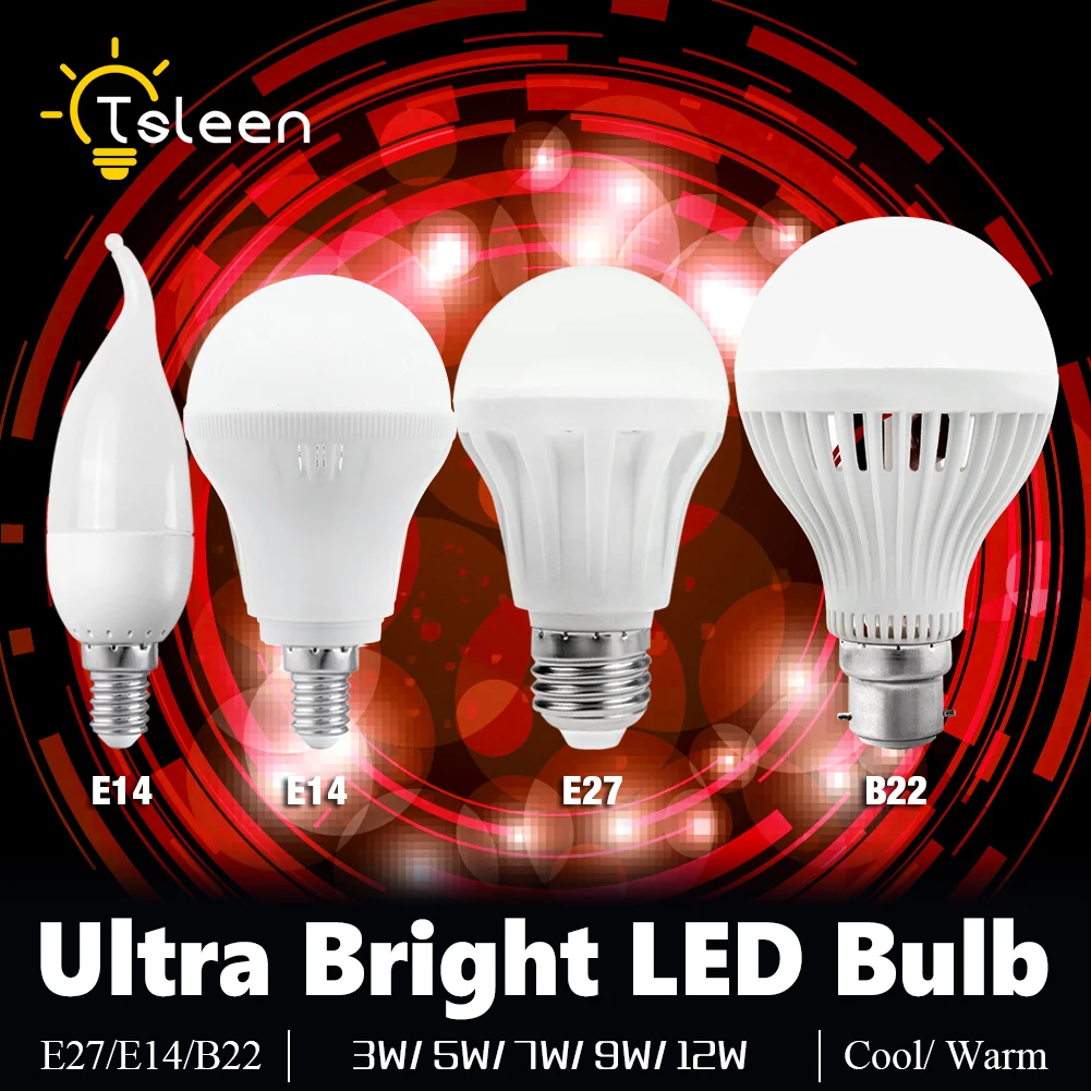 

Top quality lamp led bulb e27 lampa B22 3w 5w 7w 9w 15w for 100v Energy Saving Home Lighting aluminum cooling