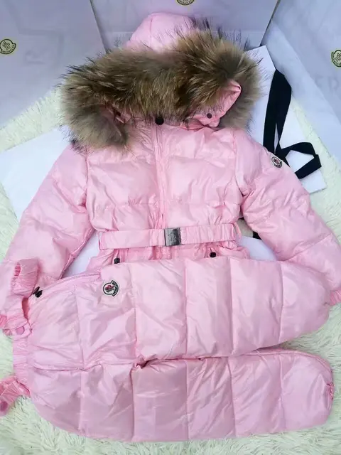 На продажу 130 см 140 см Snown Костюм Девушки вниз пальто ребенок вниз куртки девушки утка вниз Меха с капюшоном пальто набор детей верхняя одежда известных