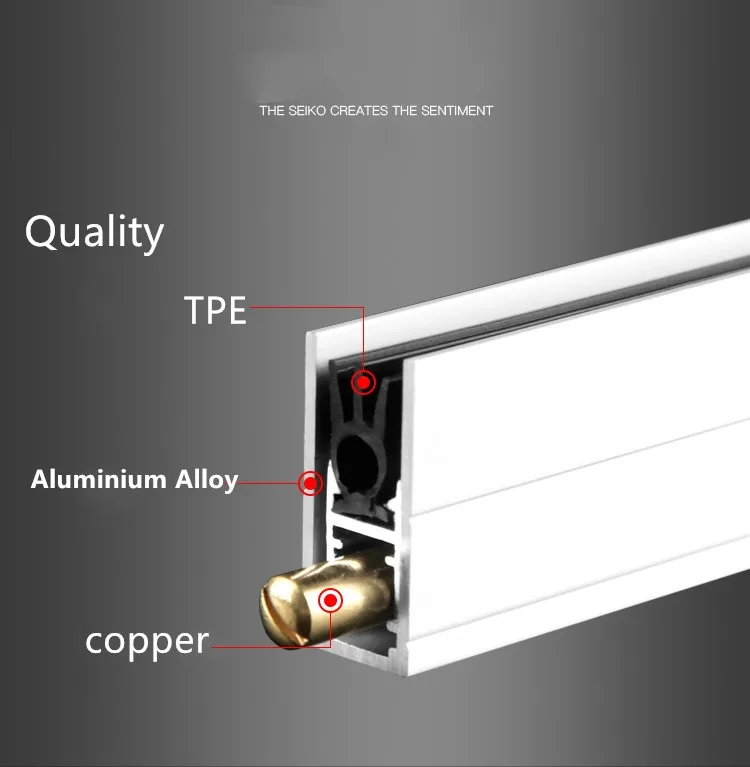 Изготовленные на заказ автоматические уплотнения двери отель дома деревянные двери снизу развертки прокладки уплотнения алюминиевый держатель+ резина отель жилой