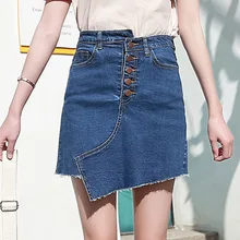 CTRLCITY асимметричные юбки с кисточками летние женские трапециевидные джинсовая юбка-карандаш джинсовые мини юбки выше колена на пуговицах