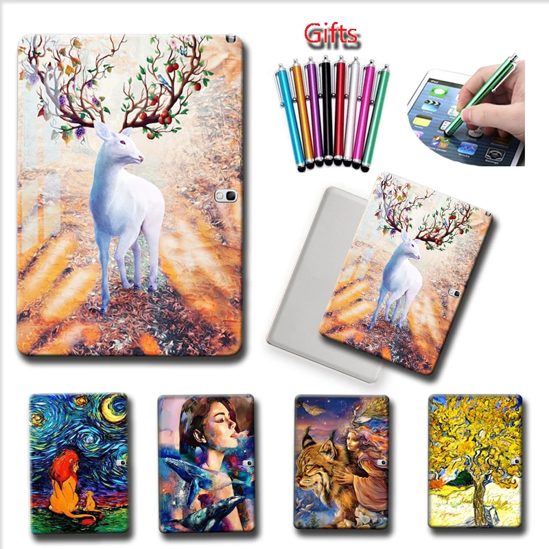 

Painted Tablet Case For Samsung Galaxy Tab A 3 4 9.7 10.1 T550 T555 SM T530 T531 SM-T530 GT P5200 P5210 Silicone Cover+ Free Pen