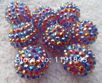 

Kwoi vita Red White Blue Transparent Strips Rhinestone Beads Chunky 20mm 100pcs resin Rhinestone Ball Beads for Chunky