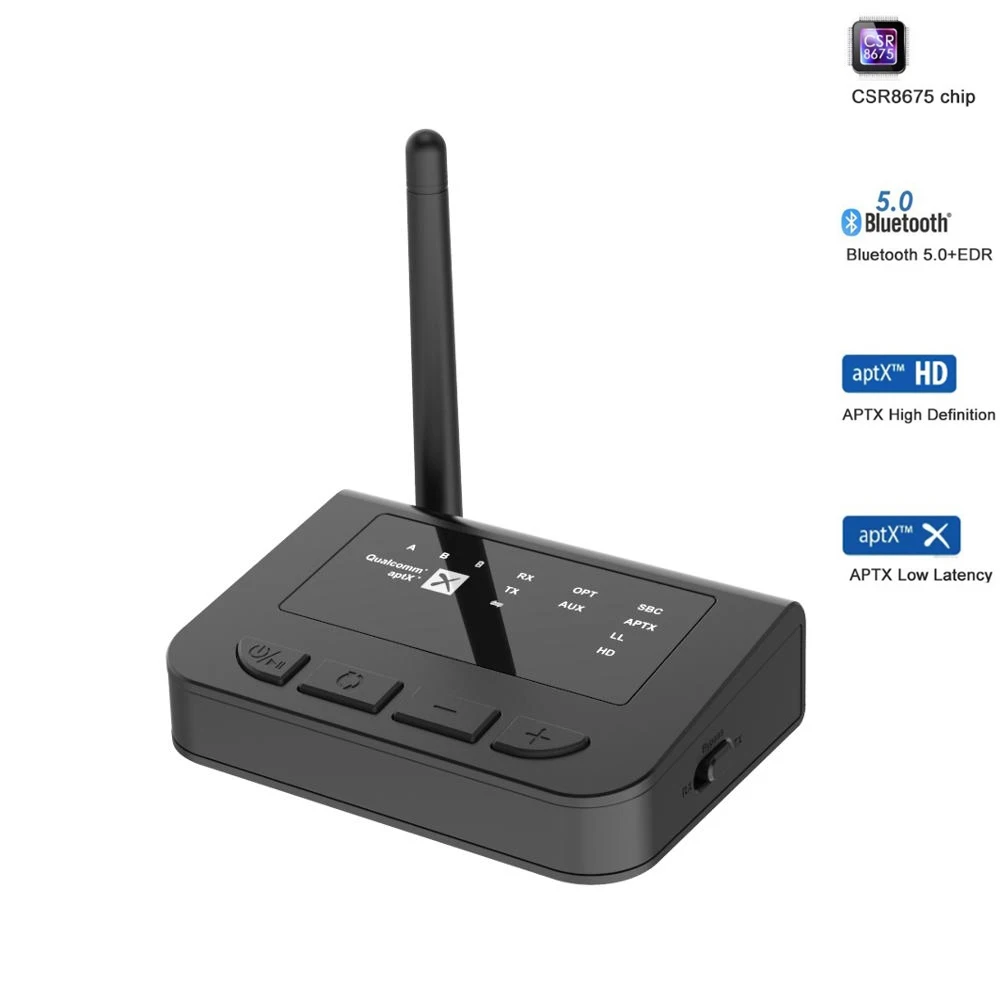 Bluetooth 5 0 дальность 70 метров Aptx HD низкая латентность SPDIF Оптический RCA Aux 3 мм приемо