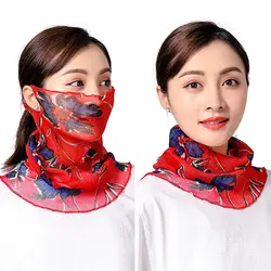 2019 Модный женский шелковый шарф тонкий сетчатый висящий шарф с ушками на шее солнцезащитный Поддельный Воротник открытый шарф-маска на