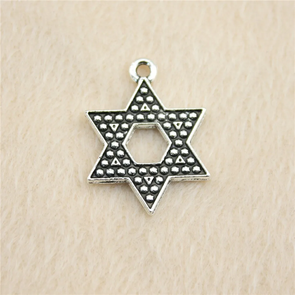 

32pcs/lot 28*20mm ancient silver Star Of David charm Pendants DIY jewelry for bracelet necklace earring