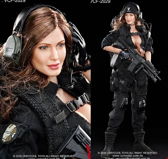 1:6 scale Super flexible military figure Sexy Female Shooter Black ver. 12