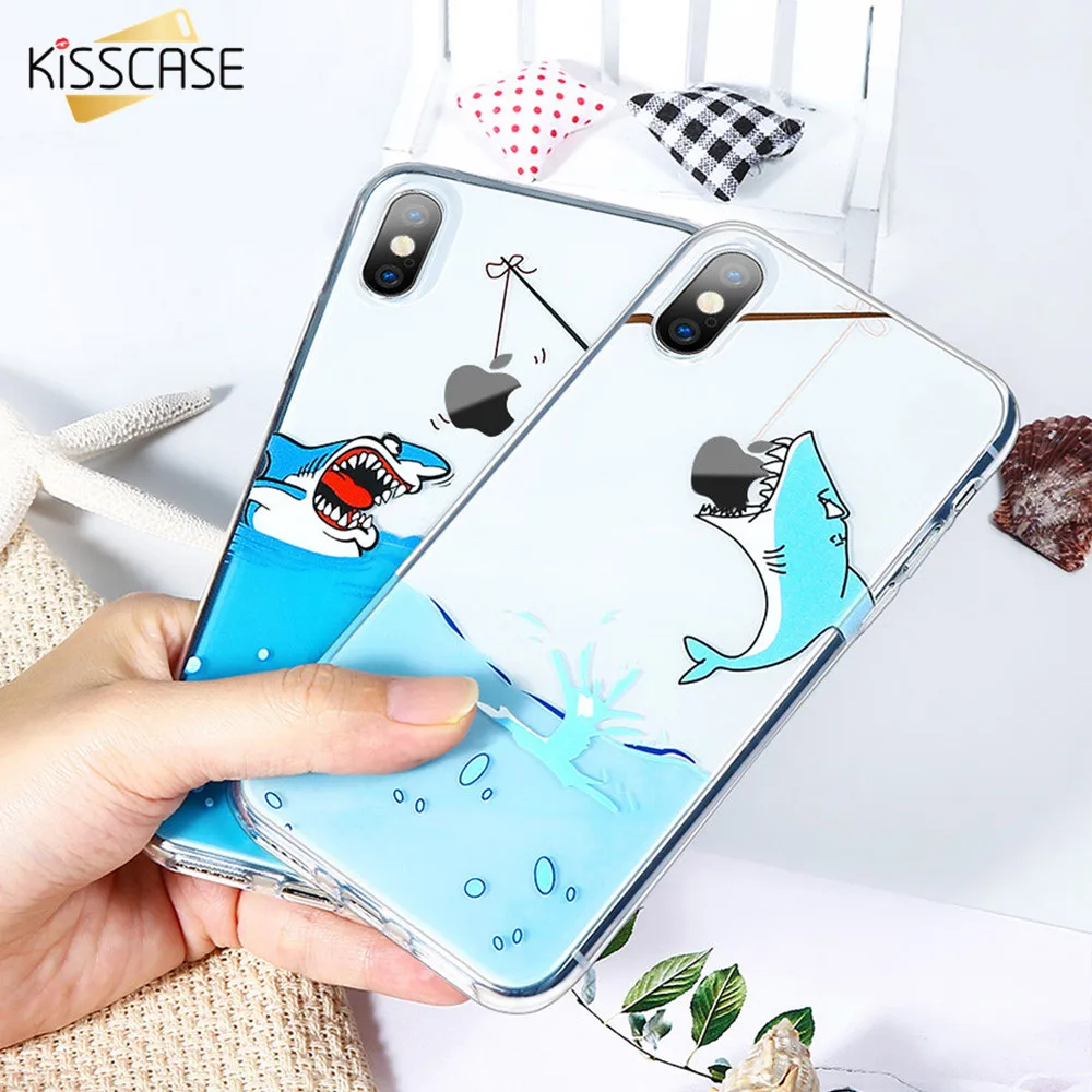 Чехол KISSCASE с животным узором для iPhone X XR XS MAX 7 8 6 6S Plus прозрачный мягкий чехол из ТПУ