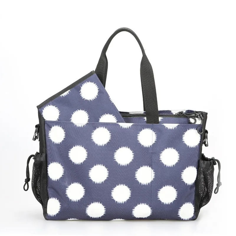 Shoulder and Stroller Diaper Bags, Waterproof, Polka-dot, Nappy Nursery Tote Bags with Changing Pad 02