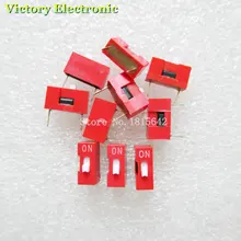10 шт./лот модуль переключателя типа слайдов 1-бит 2,54 мм 1 позиция способ DIP красный шаг