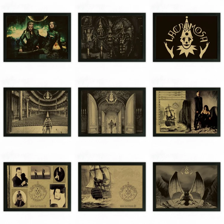 Lacrimosa Винтаж Ретро рок-группа музыка гитары матовый Kraft Бумага Античная плакат