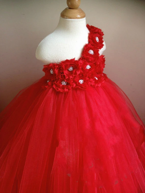 

Red Flower Girl Dress for Christmas Party Red Flower Christmas Dress Girls Birthday Outfit Flower Wedding Dresses for Girls