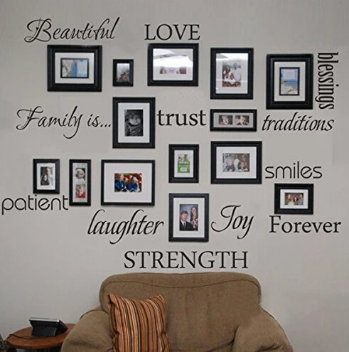 Us 359 10 Offfamilie Woorden Muurtattoo Set Van 12 Liefde Vertrouwen Zegen Glimlach Quotes Vinyl Muursticker Foto Muurtattoo Kamer Art