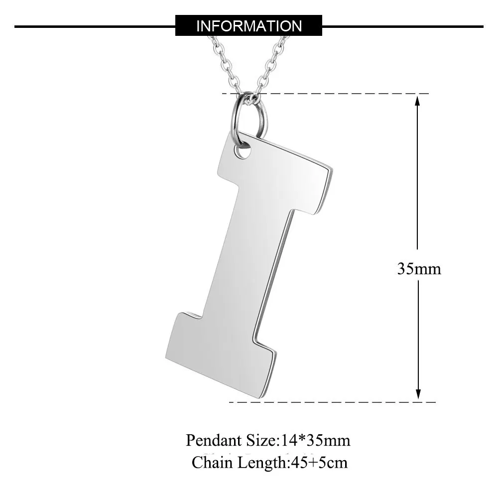 Ожерелье из нержавеющей стали с вырезами и алфавитом, DIY инициалы из A-Z, ожерелье с надписью, женское ювелирное изделие 40+ 5 см - Окраска металла: JN005-I