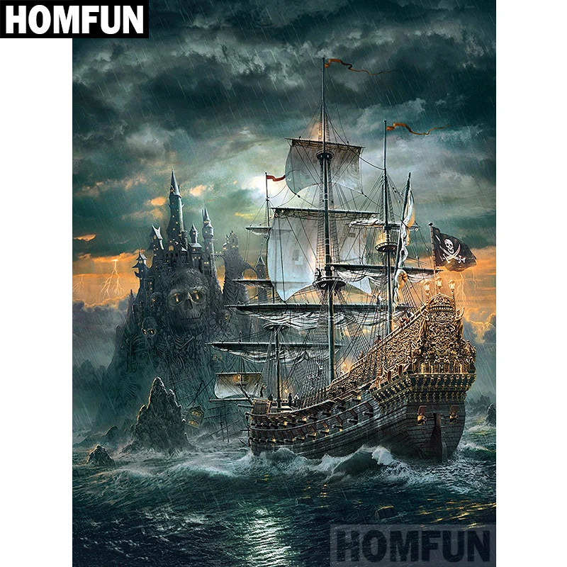 Набор для алмазной вышивки HOMFUN A02216 картина Замок ужасов с полными