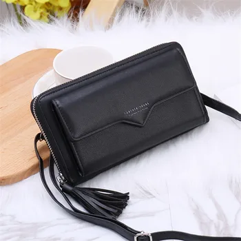 

New Fashion Long Woman Purse Gray And Black Wallet PU Leather Coin Purse Card Holder Female Key Bags 6 Colours