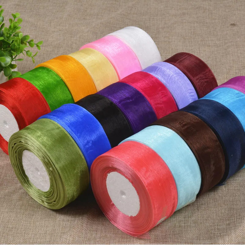 

CNCRAFT U PICK 50mm 5cm 10 yards/package Solid Color Organza Ribbons Wedding Decorations DIY Head Jewelry Gift Box Wrapping