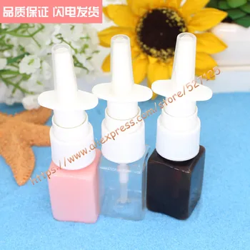 

10ml pretty colors square PET bottle with white plastic pump.Nasal Spray Pumps bottle,Nasal Atomizers,Oral Spray Applicators