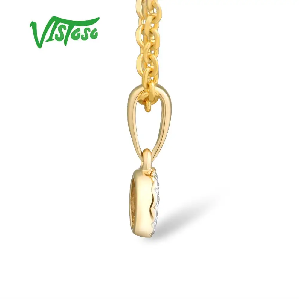 VISTOSO, золотые подвески для женщин, Настоящее 14 к 585 Желтое золото, маленький круглый круг, сверкающий бриллиант, ожерелье, подвеска, хорошее ювелирное изделие
