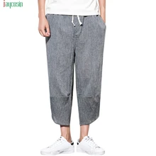 Jaycosin Мужская мода размера плюс льняные брюки шнурок эластичный пояс повседневные брюки Широкие брюки Pantalones De Talla Grande