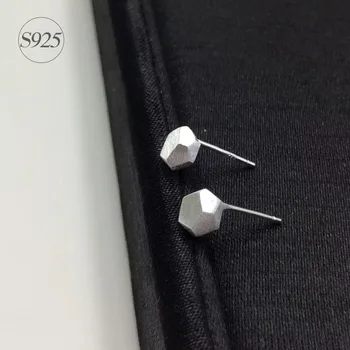 

100% Real. 925-sterling-silver | Saturday Polyhedron Stud Earrings Geometric Jewelry Mathe Brushed Charms Men's Women's GTLE1423