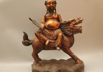 

18"China Chinese Bronze Gild Eight Immortals Seat Kylin Zhong Han Li Buddha