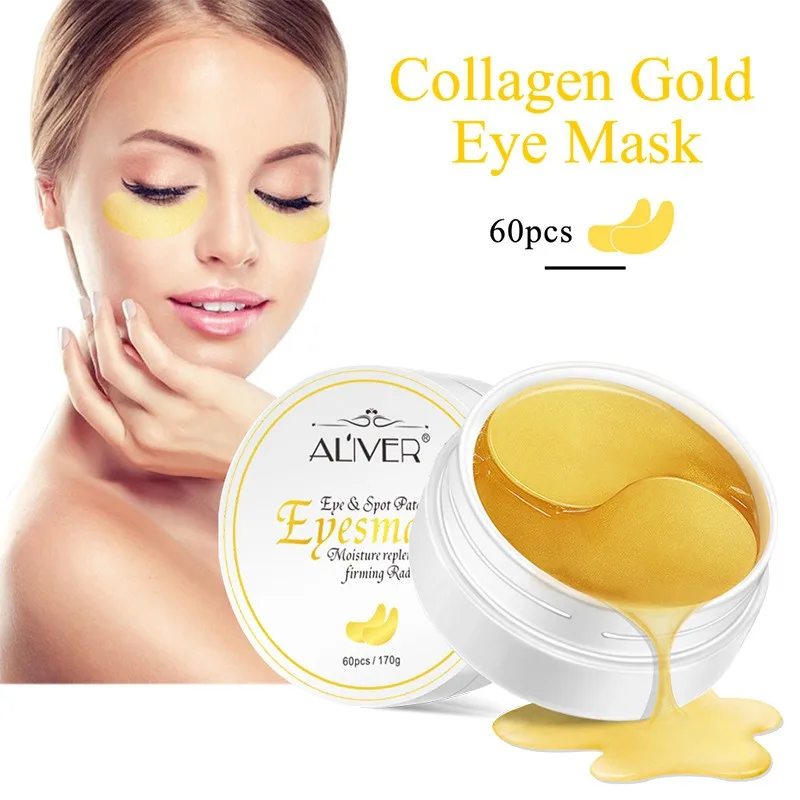 24K Eye Masks Care Gold Crystal Collagen Eye Mask Patches 60Pcs Eye