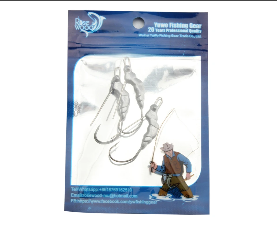 RoseWood Wholesale Price 10pcs Worm Jig Big Fishing Hook Lead Head Fishhook Size 3g Metal Jig Soft Lures Hook  (4)