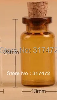 

Freeshipping! Pyrex Glass Bottles Cork Coffe Color glass Vial pendant Wishing Bottle \ miniature bottle DIY charm pendant