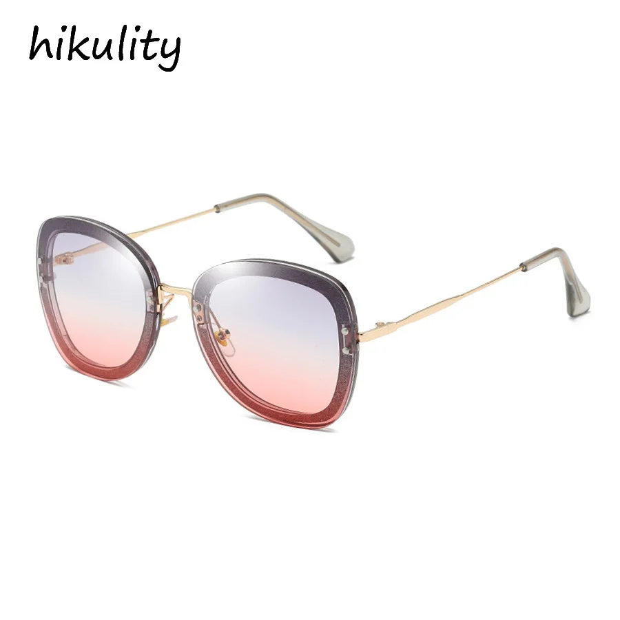 89041 Rimless Ocean Gradient Sunglasses Women Oversized Ladies Shades