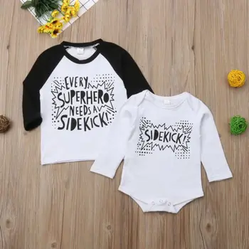 

Big Little Brother Matching Tops Baby Boy Kids Bodysuits T-shirt Letter Cotton Casual Clothes Outfits Boy Clothes 0-5T