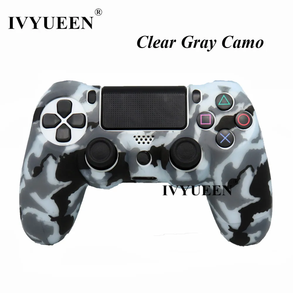 IVYUEEN 10 шт./лот силиконовый чехол для sony playstation Dualshock 4 PS4 Slim Pro контроллер защитный камуфляжный чехол - Цвет: clear gray camo