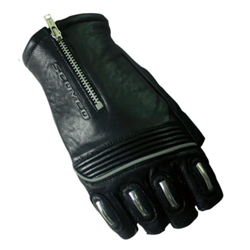 guantes moto Brand Half Finger Genuine Leather Motorcycle Gloves