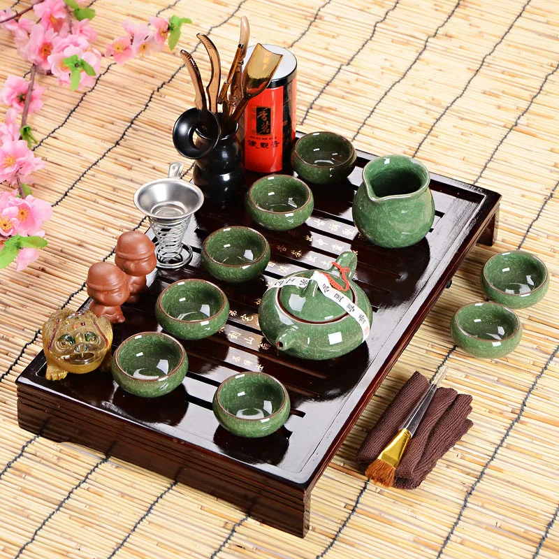 

Hot Sales Fathers Day Gift Idea Kung Fu Tea Set Drinkware Chinese Tea Ceremony with Tea Table Over Eight-piece Set High-end Gift