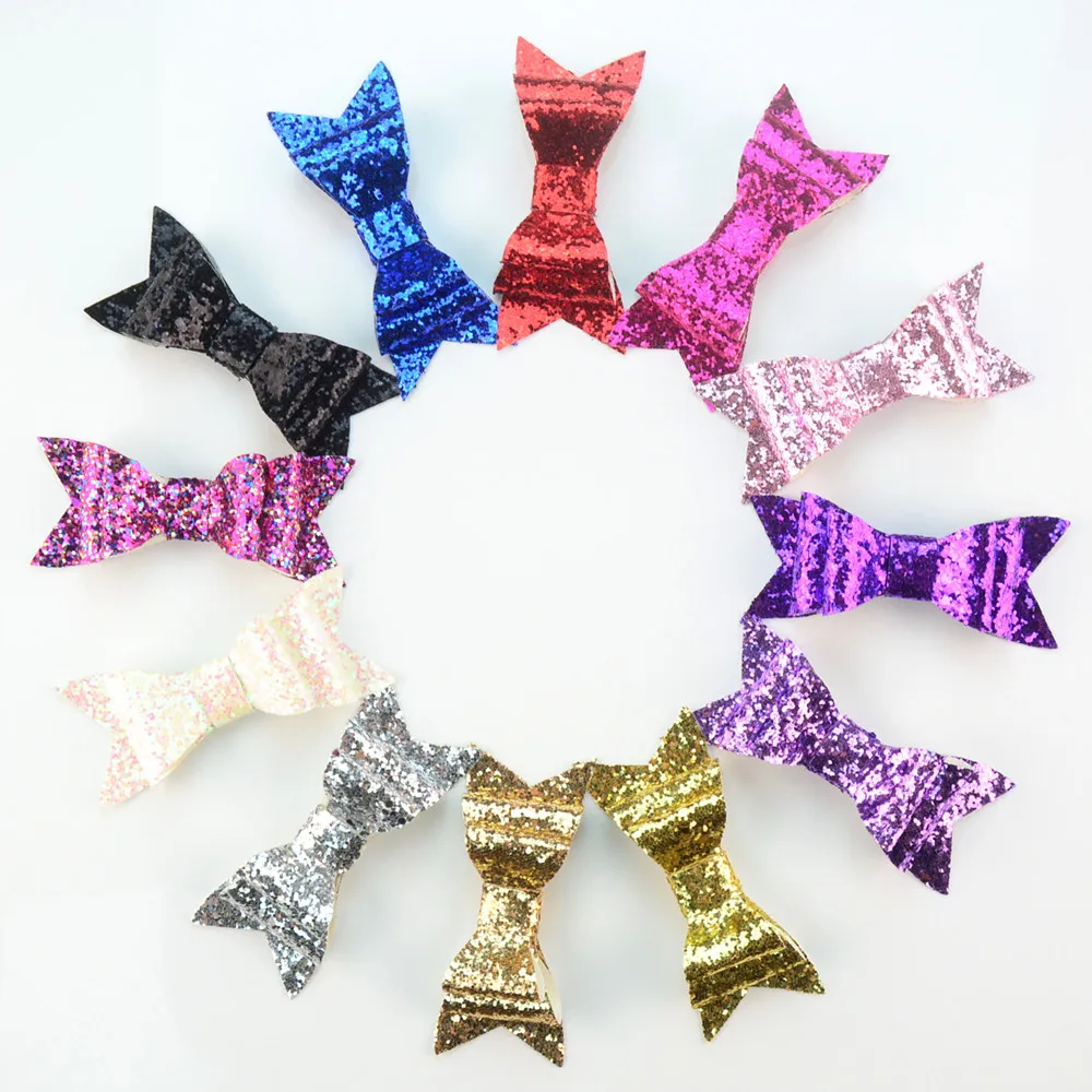 60 PCS/lot , 3.94" inch Glitter Bows, Valentines Hair Glitter Bows, Bow